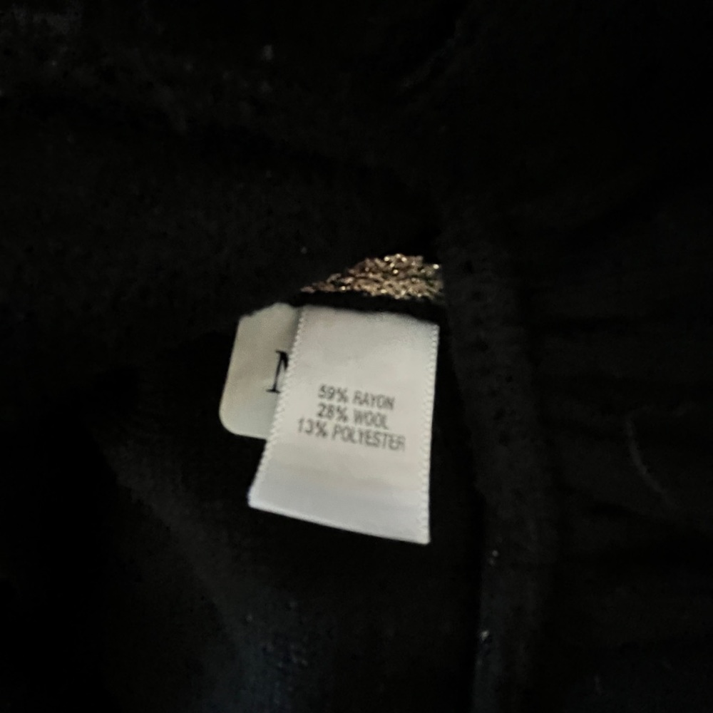 🎀HOST PICK🎀 Stunning WHBM JACKET knit Black Medium pearls silver 🎀 - Picture 9 of 10